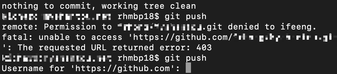 github switch account delete keychain - git push