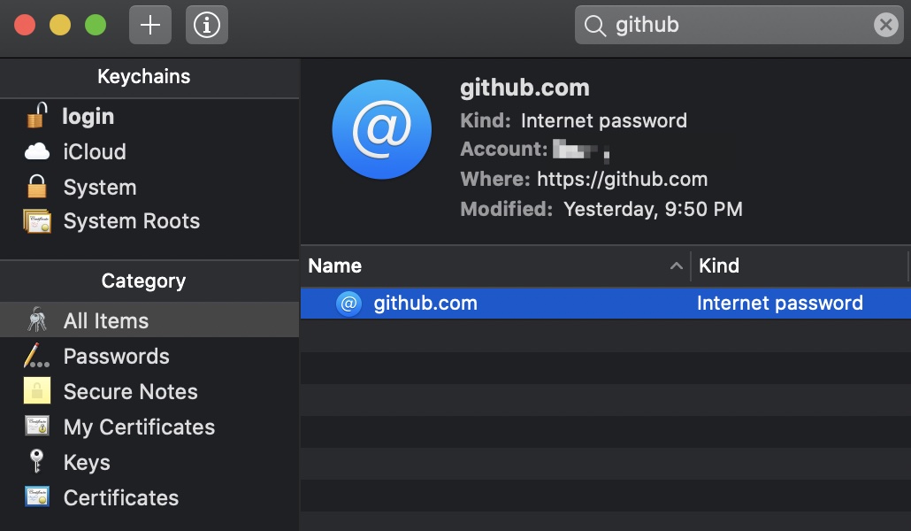 github switch account delete keychain